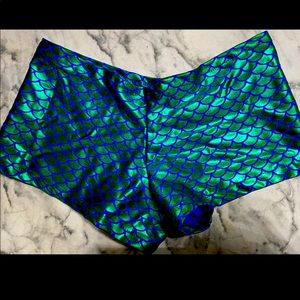 Blue & Green mermaid hotpants costume fish scales halloween